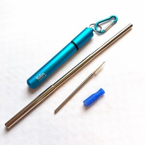 Ridley Straws NEW Collapsible Stainless Steel Travel Straw with Silicone topper